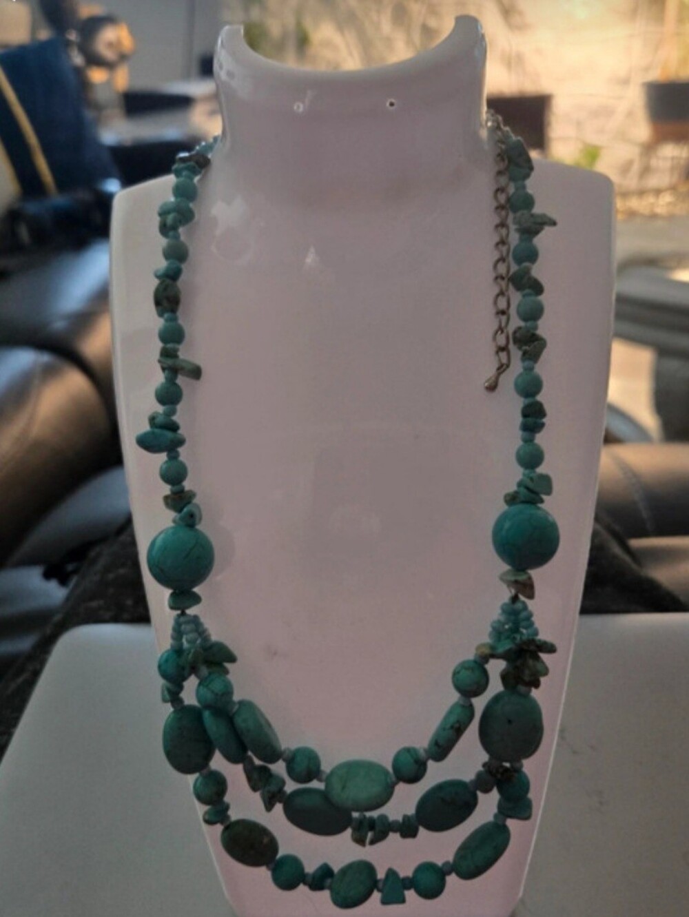 Turquoise Multi-Strand Bead Necklace - Women Jewelry